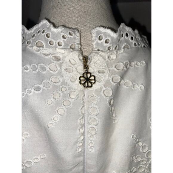 Kate Spade 100% Cotton Eyelet Lace Lined size 4 Back Zip Dress GUC Lace Sleeves - Picture 6 of 12